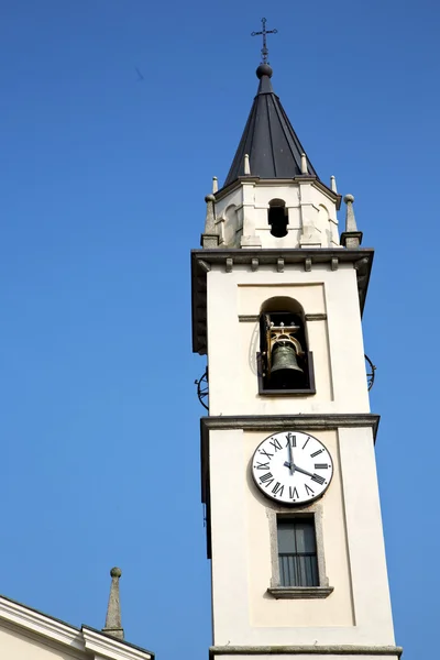 Cadrezzate velho e torre da igreja sino dia ensolarado — Fotografia de Stock