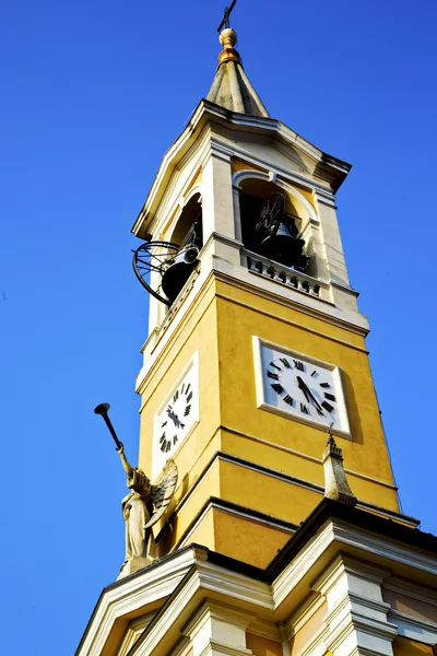 In cislago old   and church tower bell sunny day — Stock Photo, Image