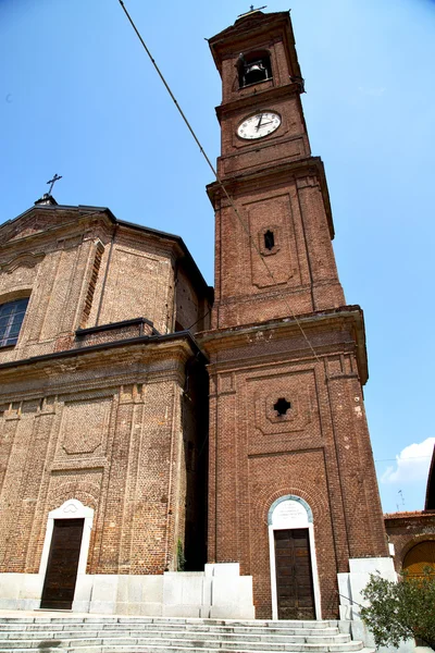 Chiesa nel samarate vecchio marciapiede chiuso mattone italia — Foto Stock