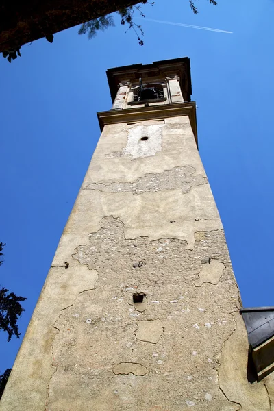 Castronno içinde eski soyut İtalya kule çan güneşli bir gün — Stok fotoğraf