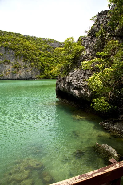 녹색 연못과 바다 태국 코 팡 안 베이 해안선 — 스톡 사진
