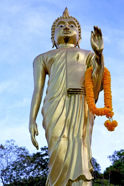 Siddharta im tempel bangkok asien orange blume — Stockfoto