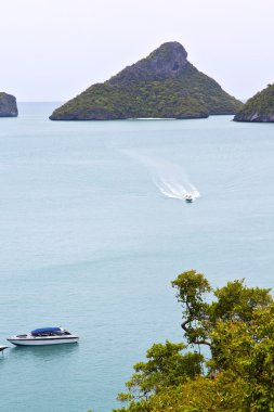  Yeşil lagün Çin Denizi Tayland kho phang tekne sahil şeridi