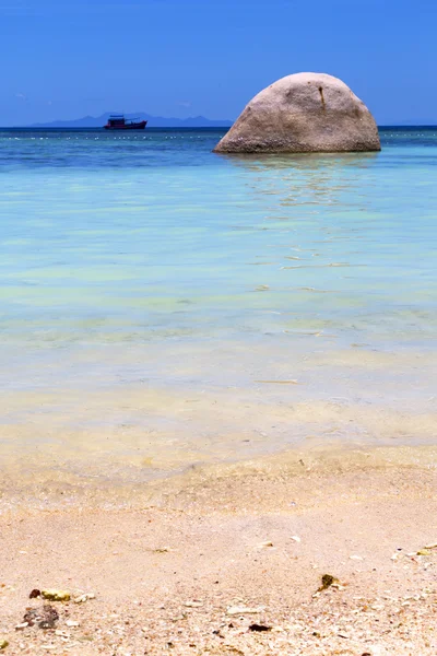 Ásia no kho tao baía ilha praia branca pedras casa barco — Fotografia de Stock