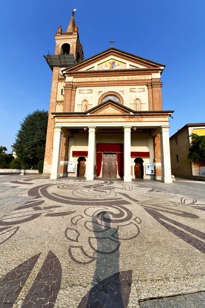 Stary Kościół murowany Parabiago wieża chodniku Lombardia — Zdjęcie stockowe