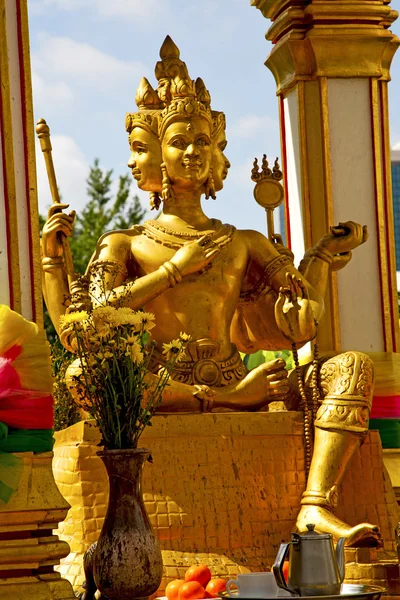 Siddharta   in the temple bangkok three face — Stock Photo, Image