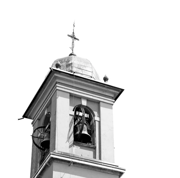 Antigua torre del reloj en italia Europa vieja piedra y campana — Foto de Stock
