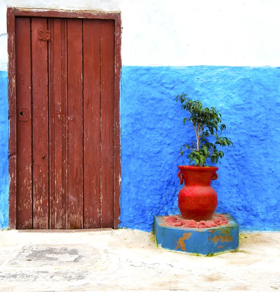 Histórico azul en antiguo edificio puerta morocco estilo af —  Fotos de Stock