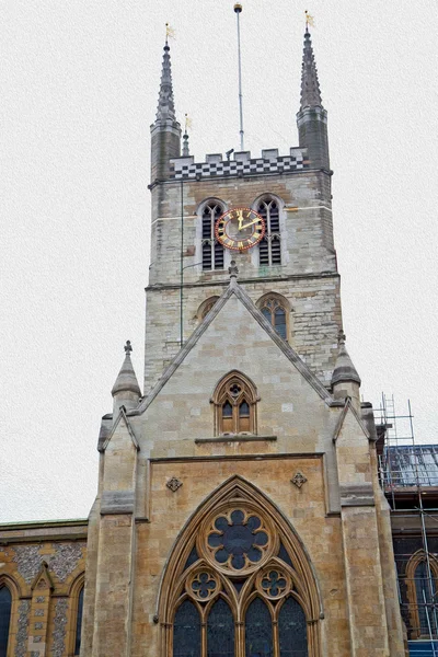 Pintu katedral southwark di london england konstruksi tua — Stok Foto