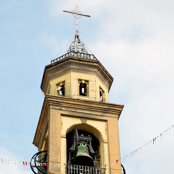 Ancien clock tower in italy europe old  stone and bell — Stock Photo, Image