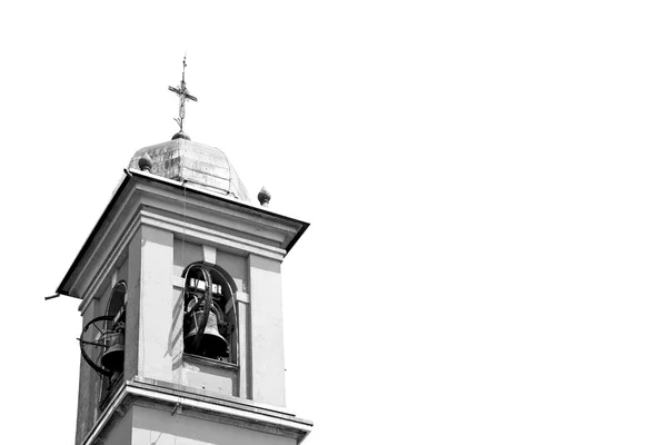 Antigua torre del reloj en italia Europa vieja piedra y campana — Foto de Stock