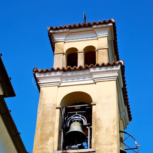 Ancien clock tower in italy europe old  stone and bell — Stock Photo, Image