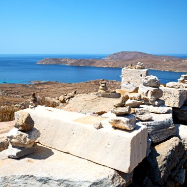 delos Yunanistan historycal Akropolis tapınağında ve eski harabe sı