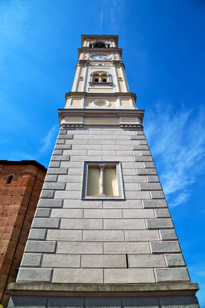 Věž s hodinami památník v Itálii kámen a bell — Stock fotografie