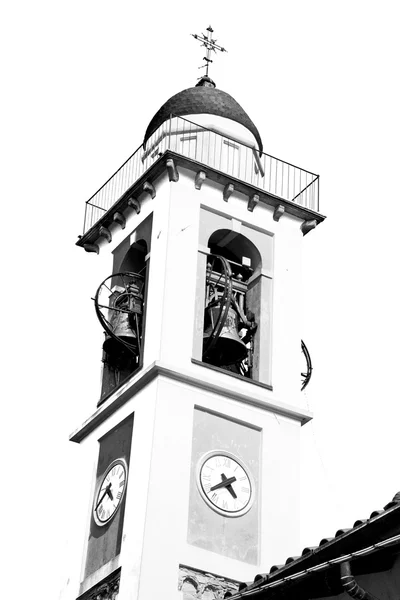 Wieża zegarowa ancien we Włoszech Europy stare kamienne i dzwon — Zdjęcie stockowe