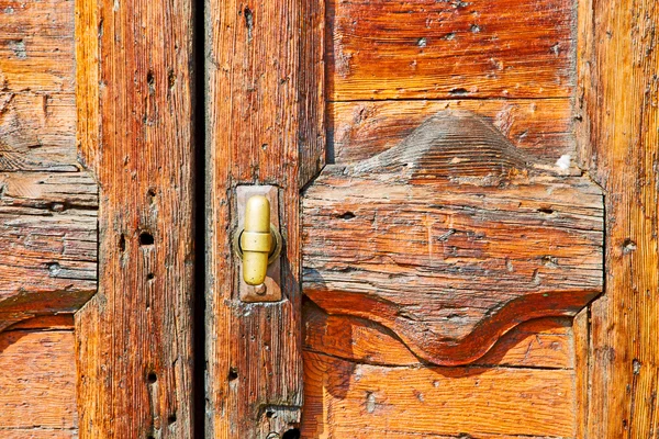 Europe old in  italy   close brown door  lock  closeup — Stock Photo, Image