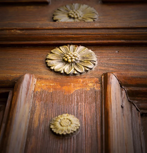 Abstract  rusty brass brown knocker gallarate varese — Stock Photo, Image