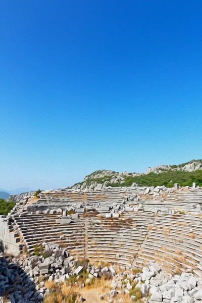 A régi templom és színház, termessos antalya Törökország ázsiai égen — Stock Fotó