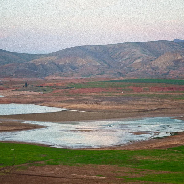 Rybník a jezero v zemi Maroko horské — Stock fotografie
