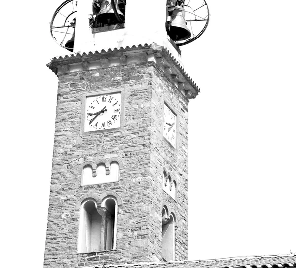 Torre del reloj de construcción en italia Europa vieja piedra y campana —  Fotos de Stock