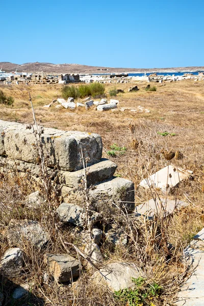 Delos Arkeoloji ve eski harabe site — Stok fotoğraf