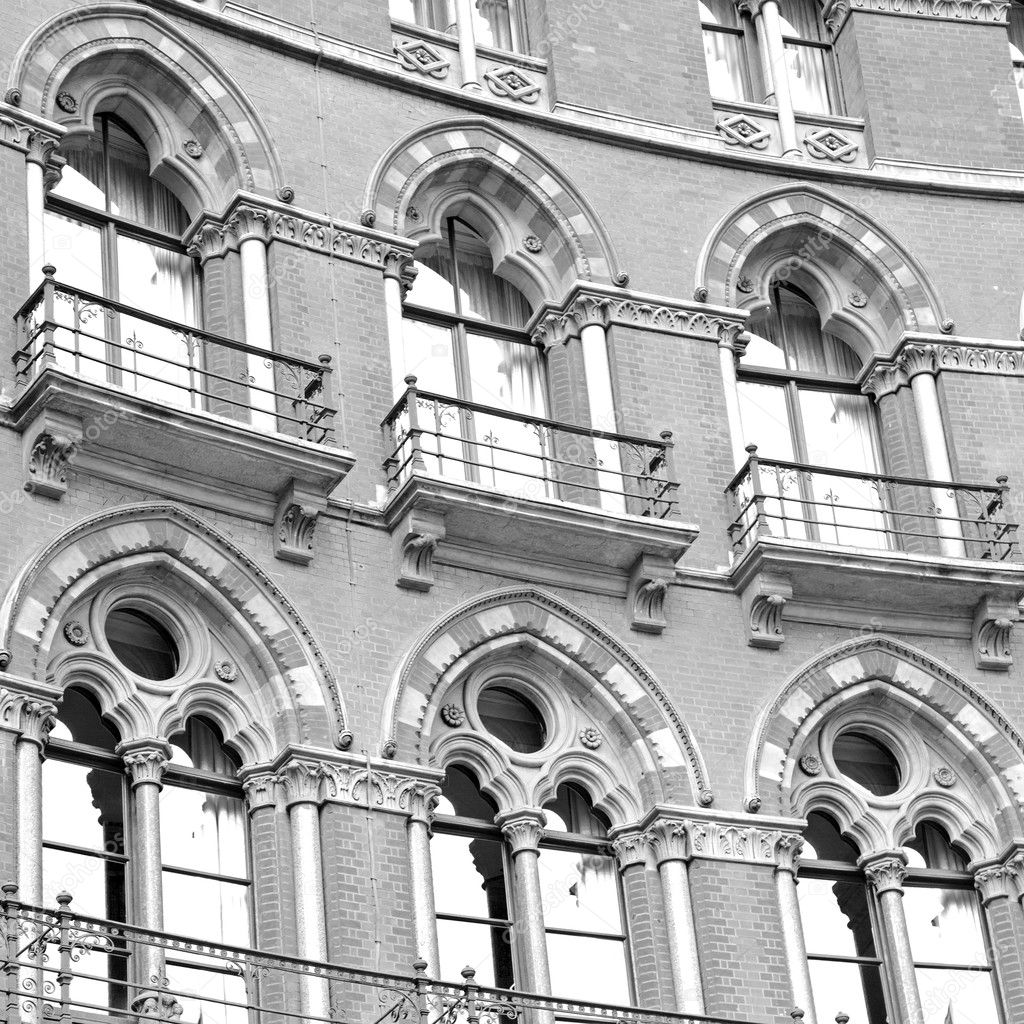 old architecture in london england windows and brick exterior wa