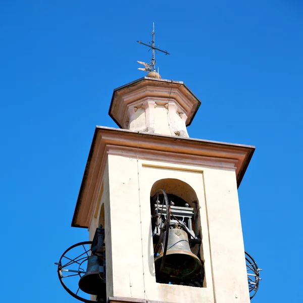 Building  clock tower in italy europe old  stone and bell — Stock Photo, Image