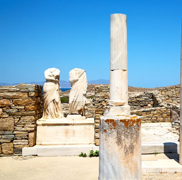 Archéologie à delos grec l'acropole historique et vieux rui — Photo