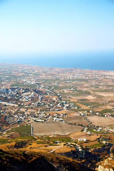 En cicladas greece santorini desde la colina — Foto de Stock