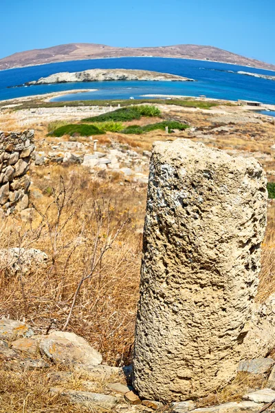 Antieke in delos Griekenland de historycal Akropolis en de oude ruïne s — Stockfoto