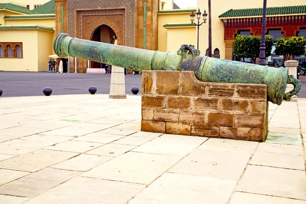 Bronze cannon in africa morocco  green — Stock Photo, Image