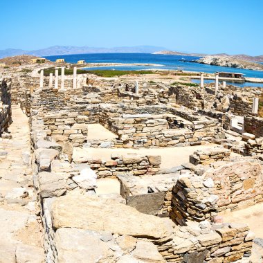 delos Yunanistan historycal Akropolis tapınağında ve eski harabe sı