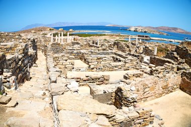 delos Yunanistan historycal Akropolis tapınağında ve eski harabe sı