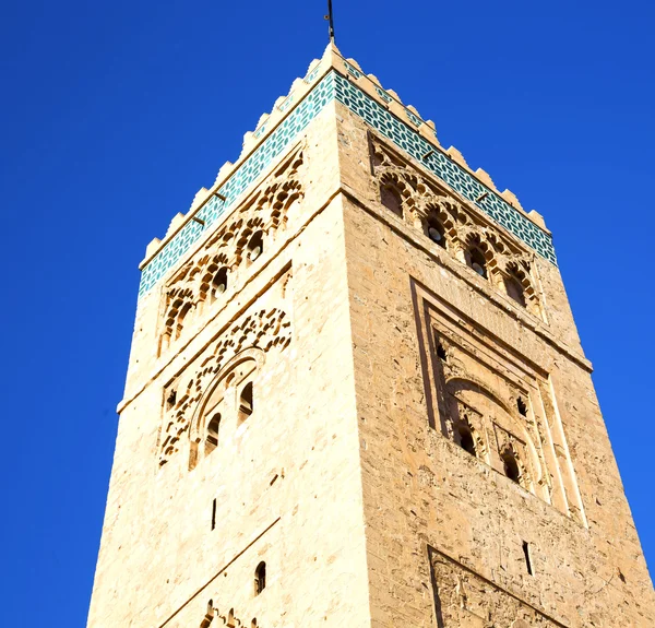 History in maroc africa  minaret religion and the blue     sky — Stock Photo, Image