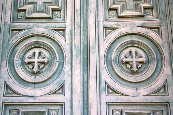 Kruis traditionele deur in Italië traditionele textuur — Stockfoto