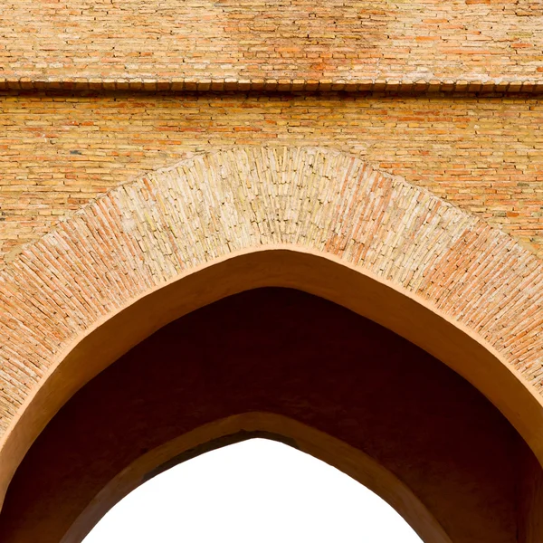 Vieille porte en marocain afrique ancien et mur orné bleu — Photo