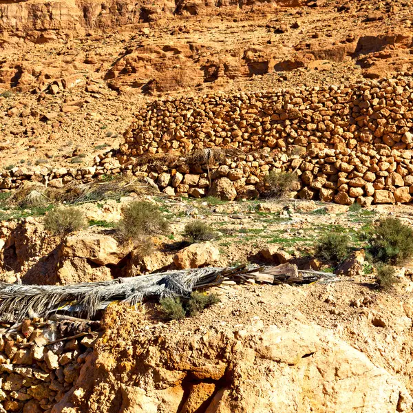 No vale do morocco áfrica o atlas seca montanha solo isola — Fotografia de Stock