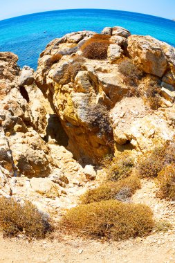Yunanistan mykonos Adası rock deniz ve plaj mavi gökyüzü
