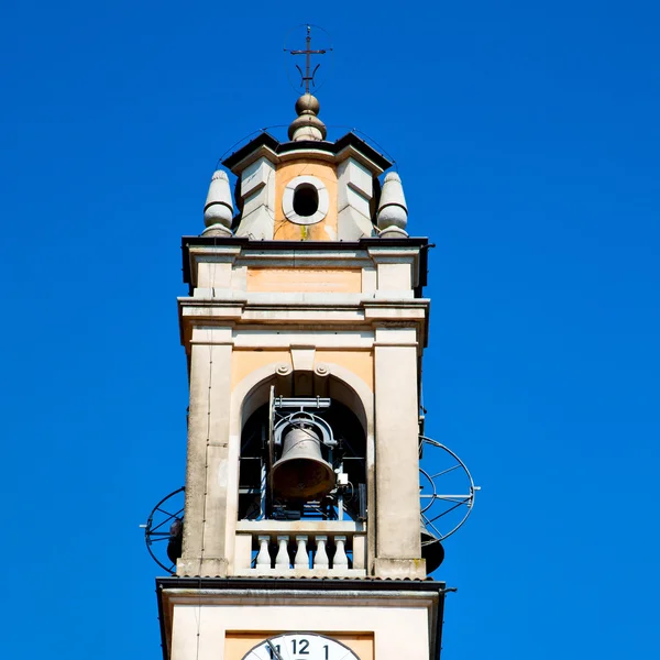 Antien torre relógio na Itália Europa pedra velha e sino — Fotografia de Stock