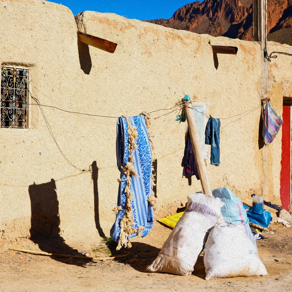 Fas duvar eski ve antik kent içinde tuğla çanta çatı