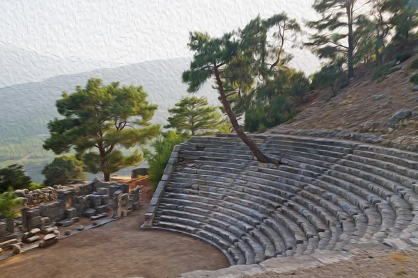 Ruinas piedra y teatro en antalya arykanda pavo asia cielo a — Foto de Stock