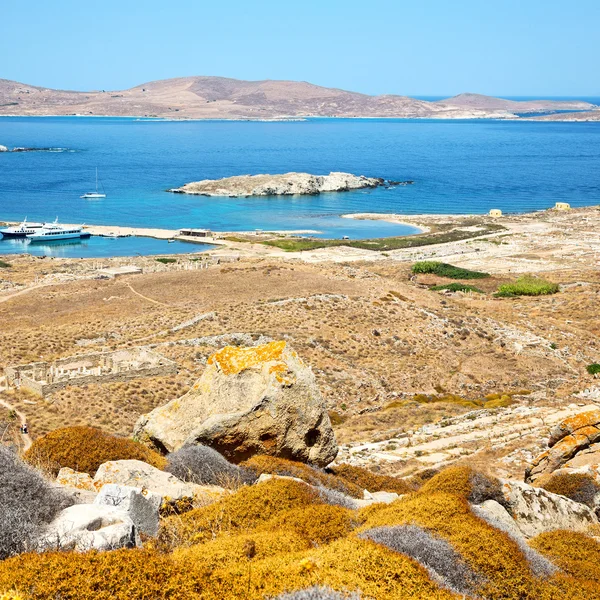 Temple à delos grec l'acropole historique et la vieille ruine si — Photo