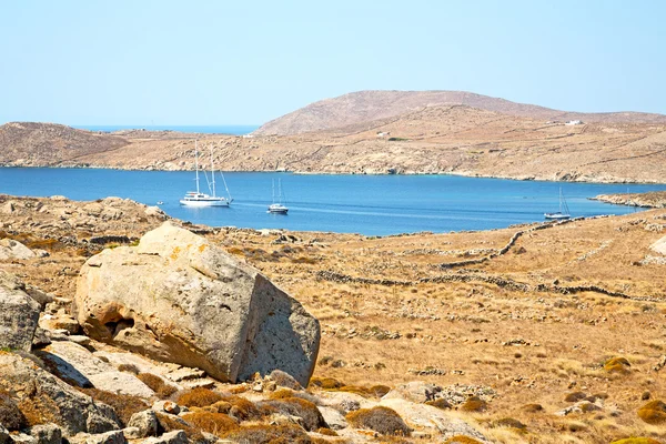 Templet i delos Grekland historycal Akropolis och — Stockfoto