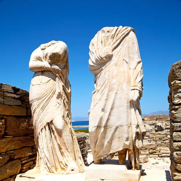 Arqueología en delos greece la acrópolis histórica y rui viejo — Foto de Stock