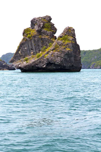 Prayer monkey rock in  phangan   water    south china sea — Stock Photo, Image