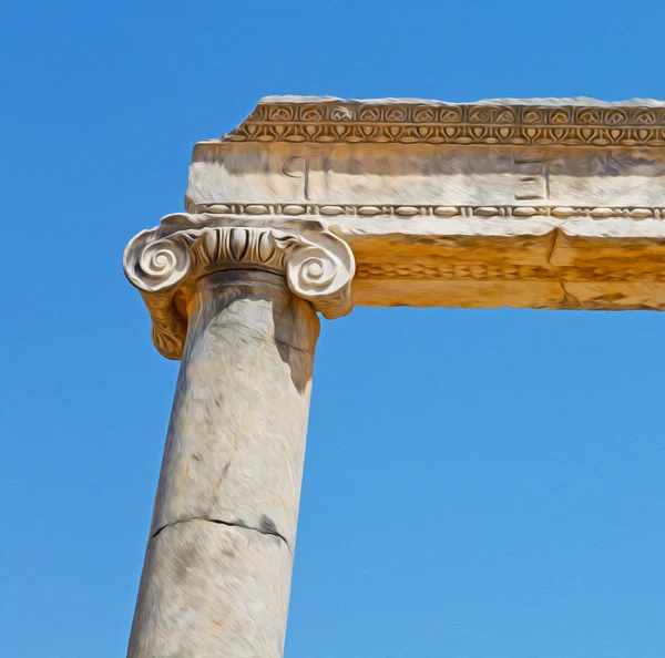 Columna en templo viejo y teatro en pavo del ephesus antalya como —  Fotos de Stock