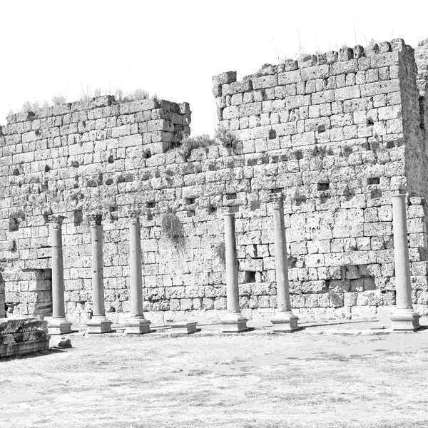 Stone  in  perge old construction asia turkey the column  and — Stock Photo, Image