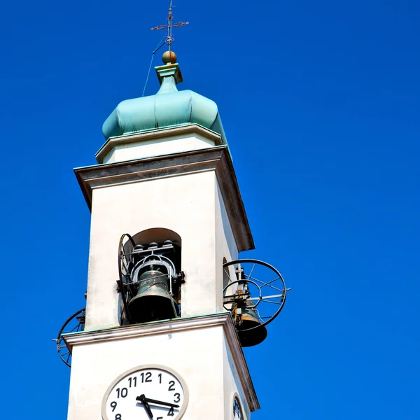 Antien torre relógio na Itália Europa pedra velha e sino — Fotografia de Stock