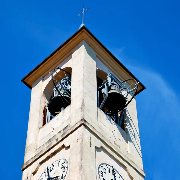 Monumento torre relógio em itália europa pedra velha e sino — Fotografia de Stock