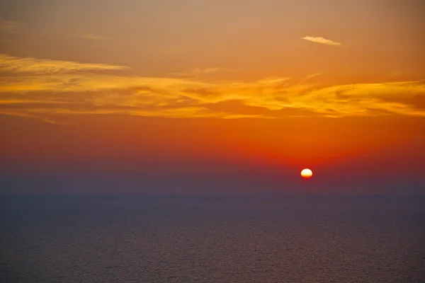 In santorini hill    greece sunset  red sea — Stock Photo, Image